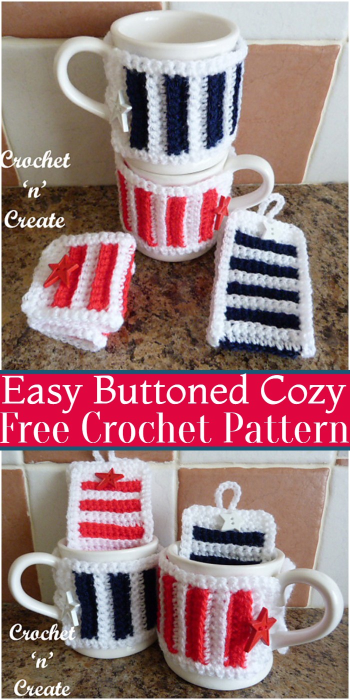 Crochet Easy Buttoned Mug Cozy Pattern