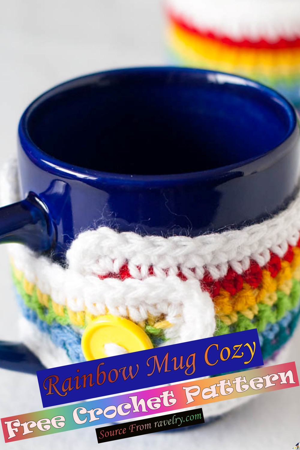 Free Crochet Rainbow Mug Cozy Pattern