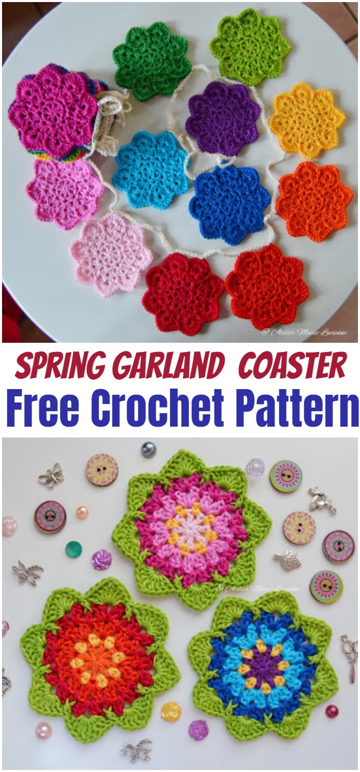 Spring Garland with Crochet Coaster