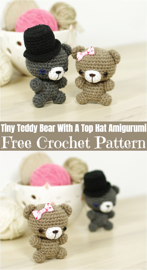 Tiny Teddy Bear With A Top Hat Amigurumi Pattern