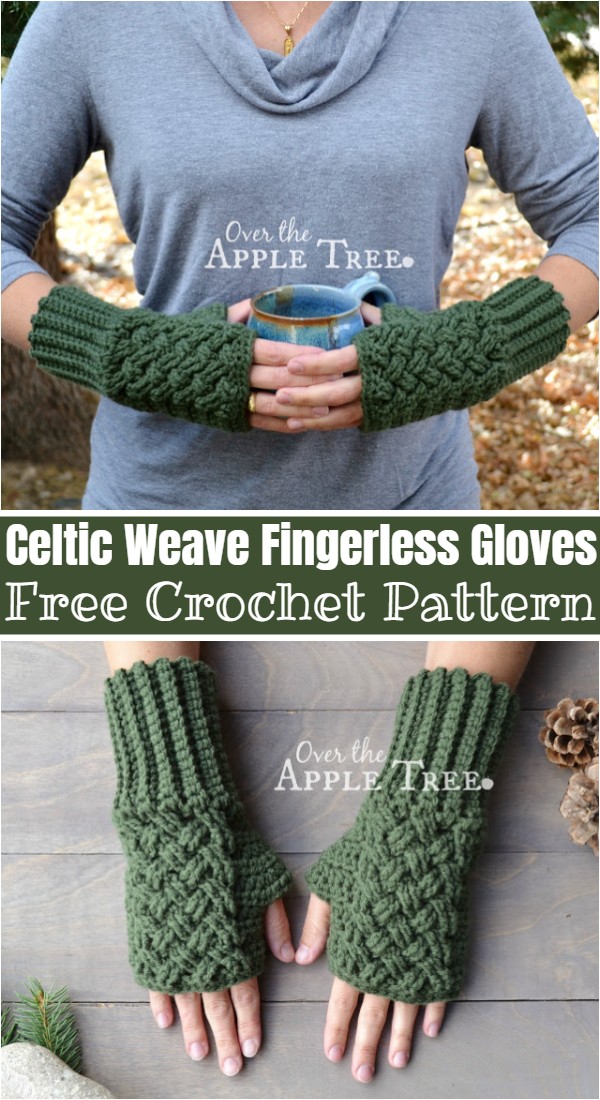 Crochet Celtic Weave Fingerless Gloves