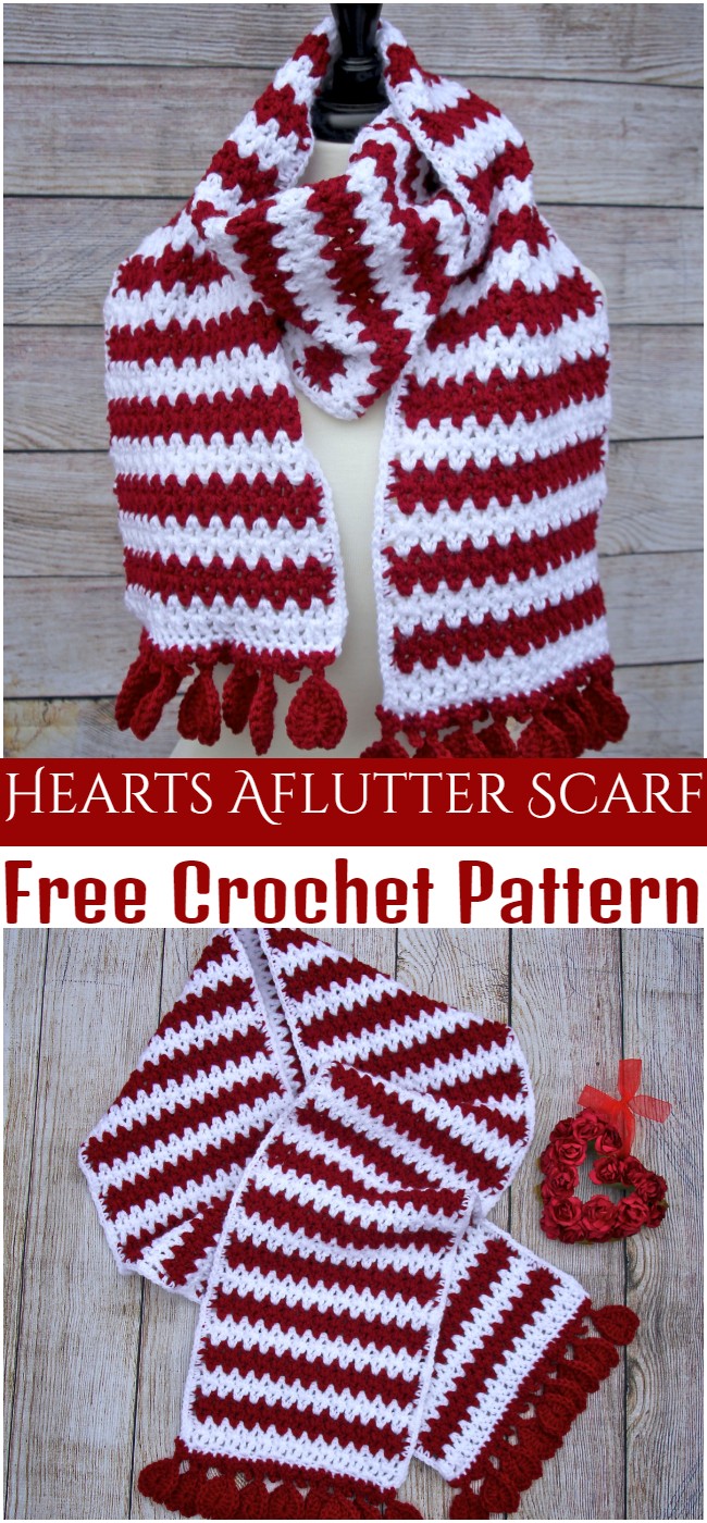 Crochet Hearts Aflutter Scarf Pattern