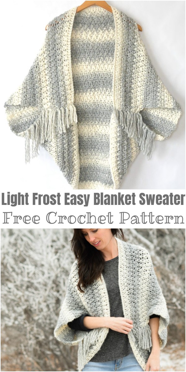 Crochet Light Frost Easy Blanket Sweater Pattern