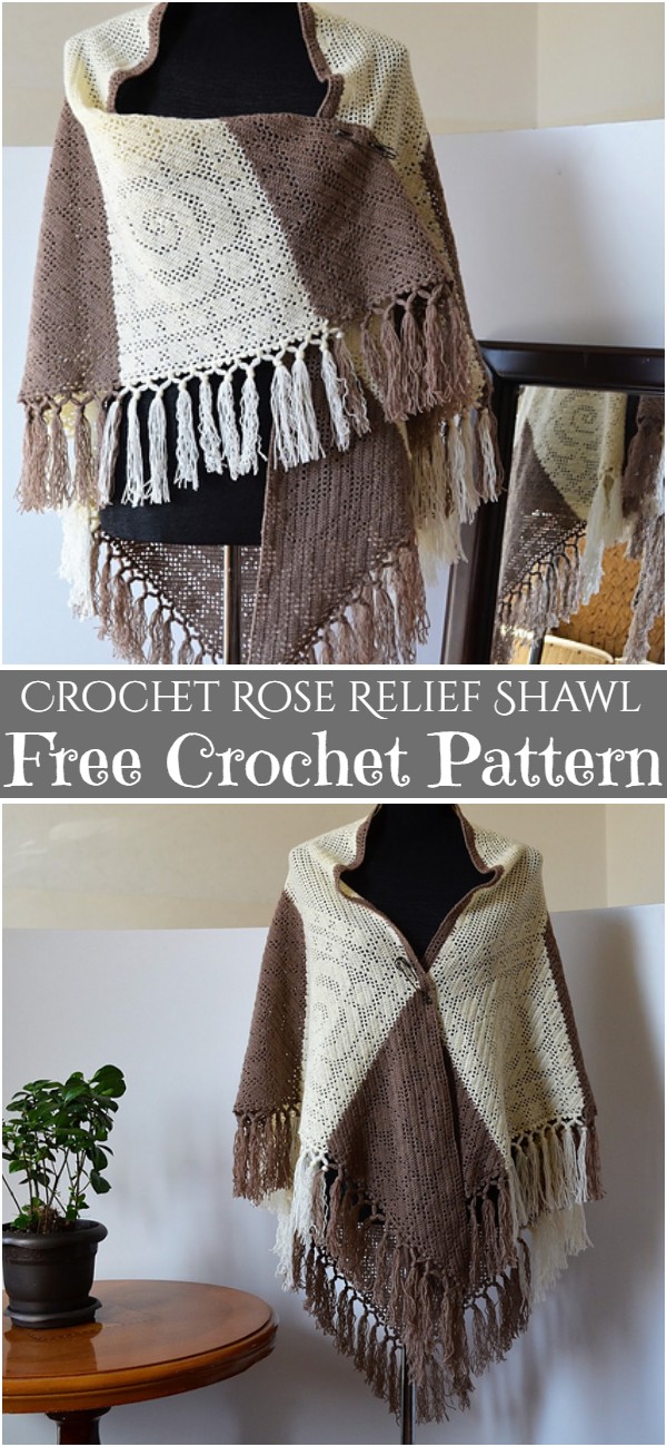 Crochet Rose Relief Shawl