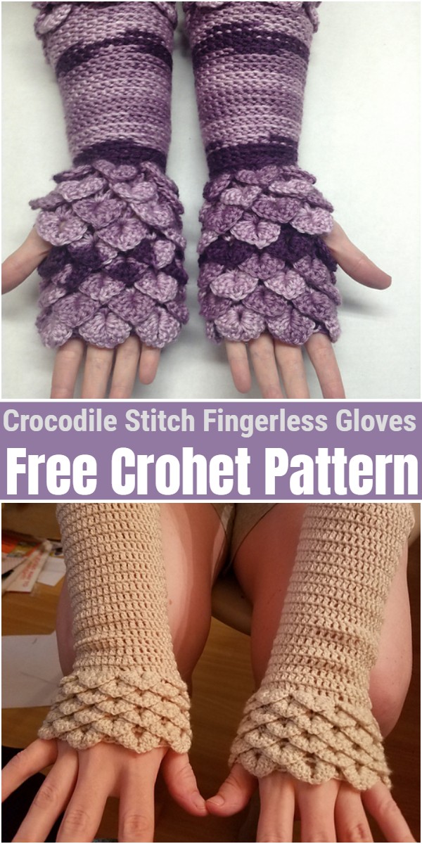 Crocodile Stitch Fingerless Gloves