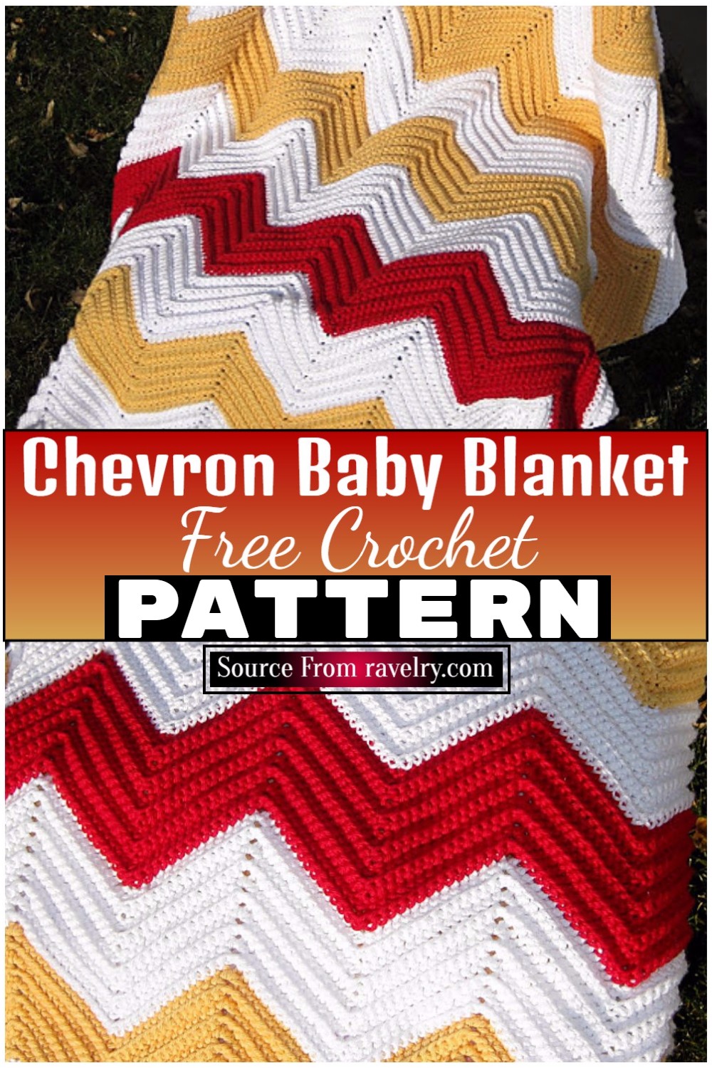 Free Crochet Chevron Baby Blanket 1