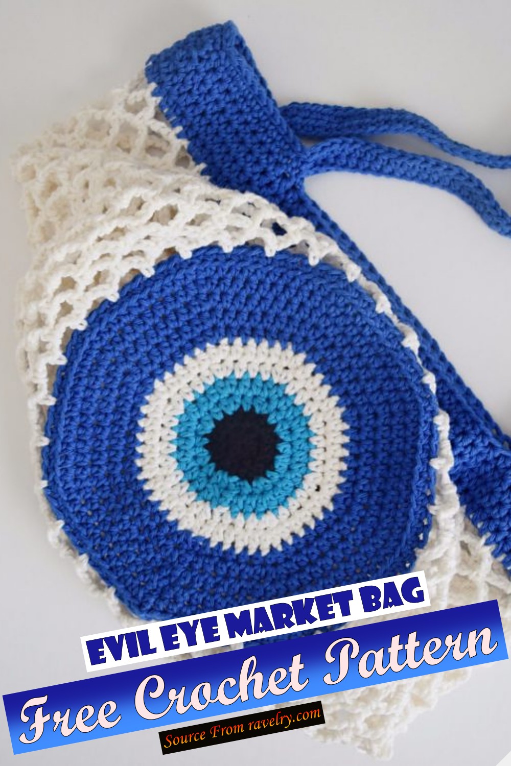 Free Crochet Evil Eye Market Bag Pattern