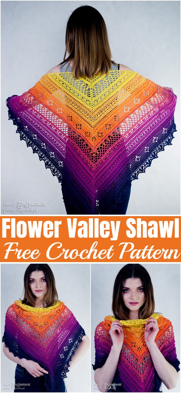  Free Crochet Flower Valley Shawl Pattern