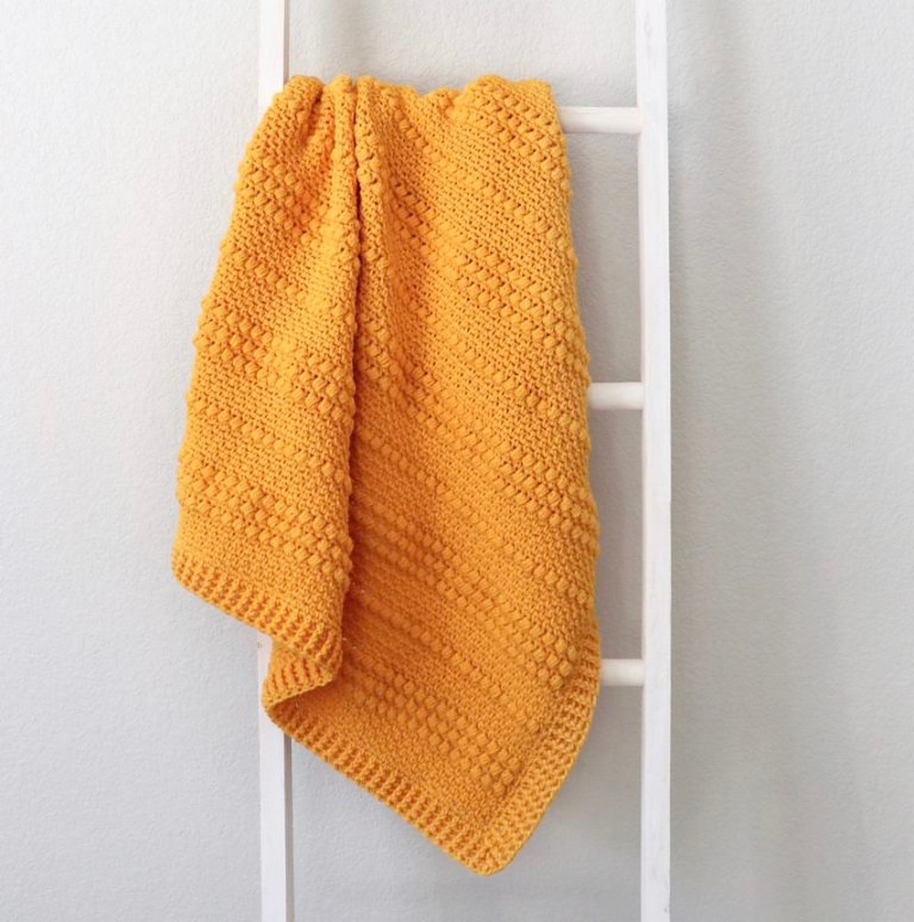 Free Crochet Gold Puffs Baby Blanket