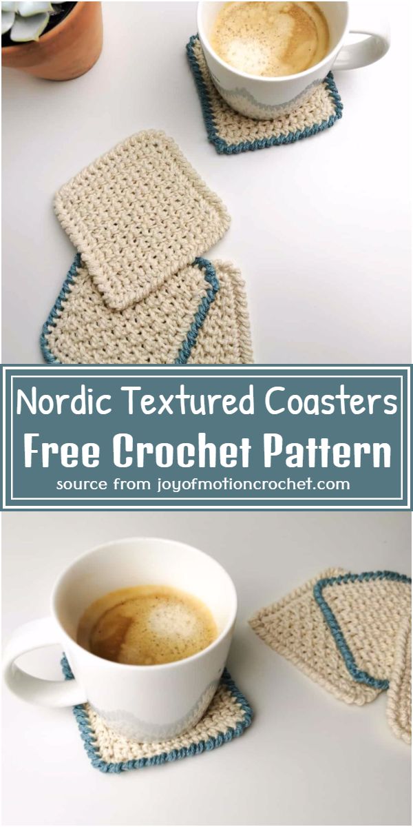 Free Crochet Nordic Textured Coasters Pattern