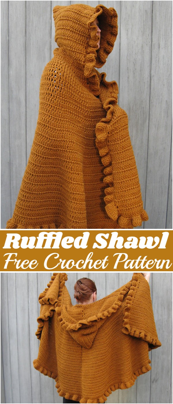  Free Crochet Ruffled Shawl Pattern