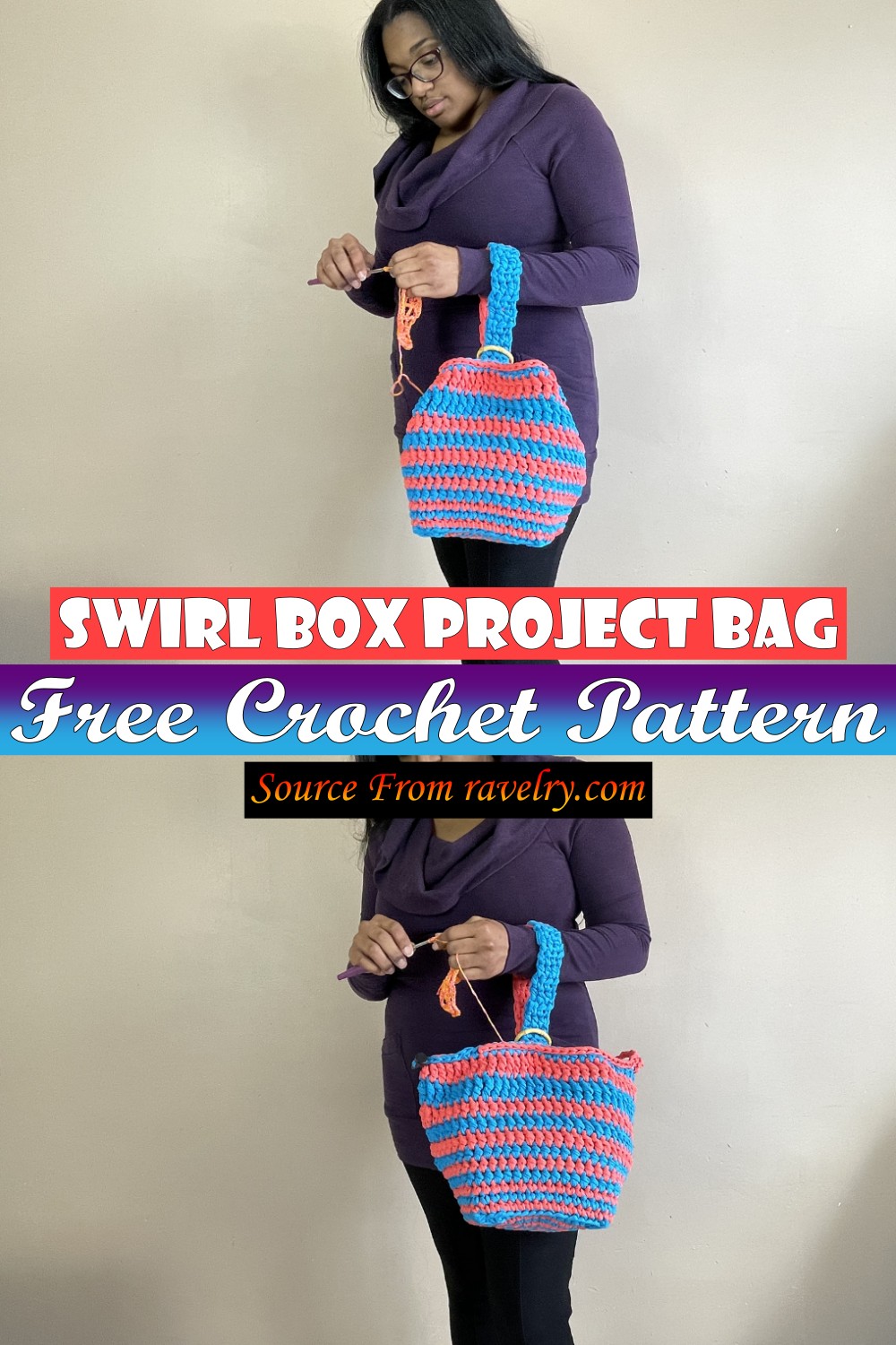 Free Crochet Swirl Box Project Bag Pattern