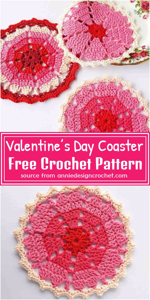 Free Crochet Valentine’s Day Coaster Pattern