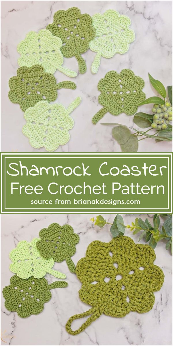 Shamrock Crochet Coaster Free Pattern