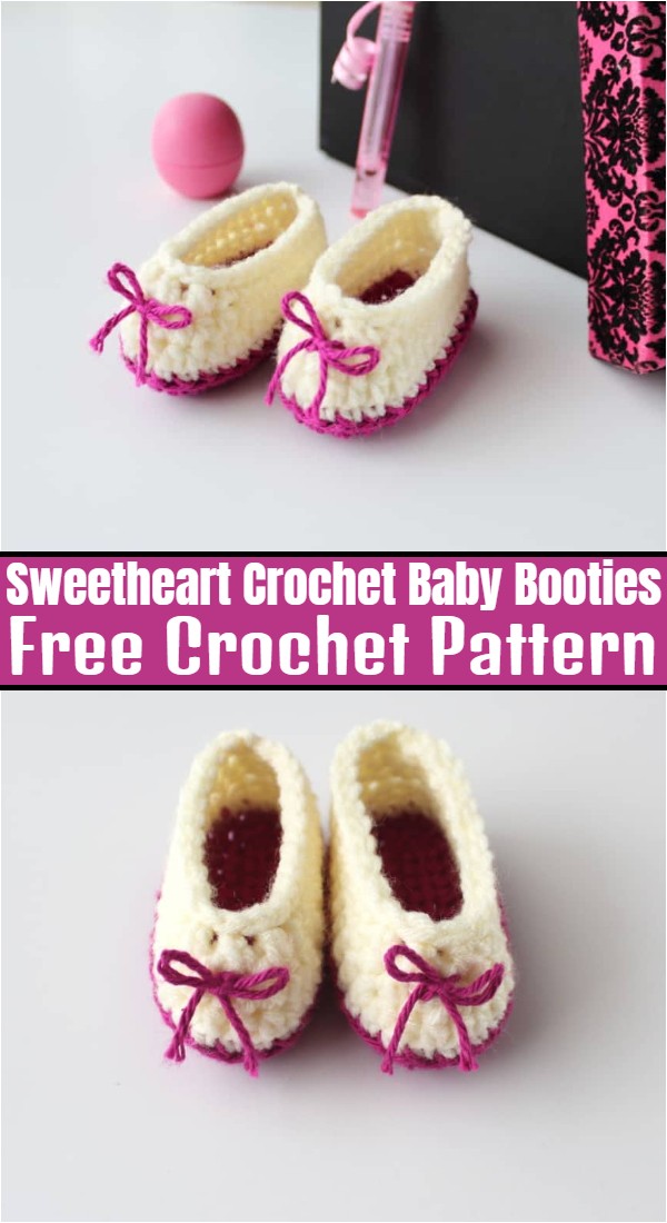 Sweetheart Crochet Baby Booties Pattern