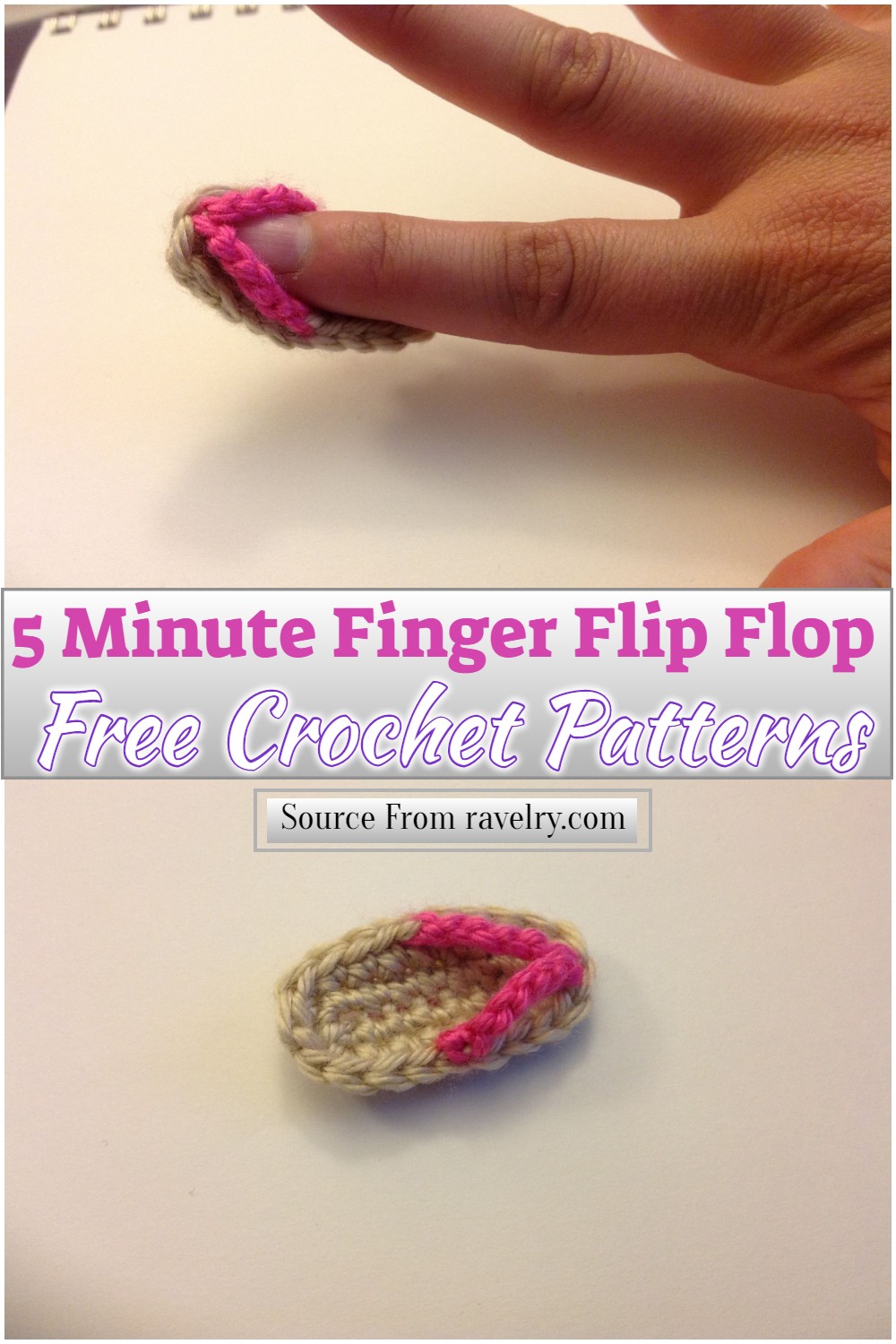 Free Crochet 5 Minute Finger Flip Flop Pattern