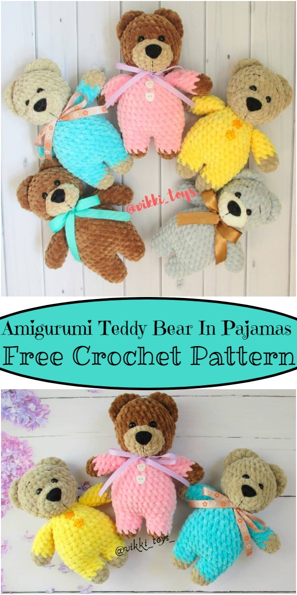 Free Crochet Amigurumi Teddy Bear In Pajamas Pattern