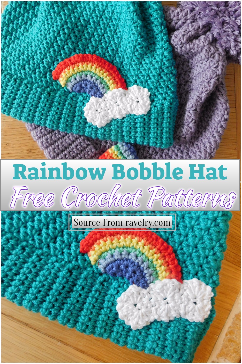 Free Crochet Rainbow Bobble Hat Pattern