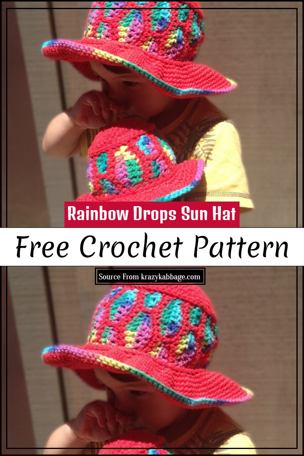 Free Crochet Rainbow Drops Sun Hat Pattern