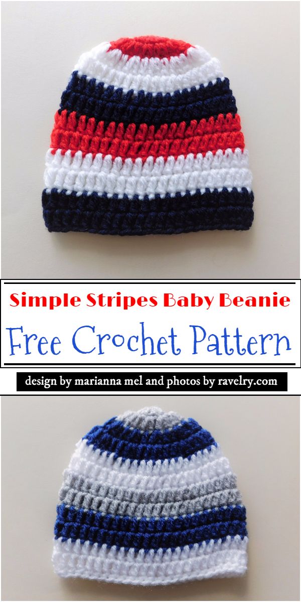 Simple Stripes Baby Beanie Crochet Pattern