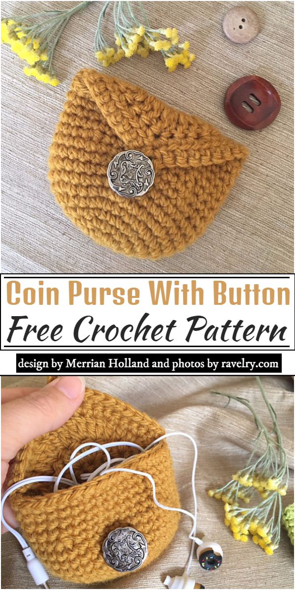 Coin Purse With Button Crochet Pattern