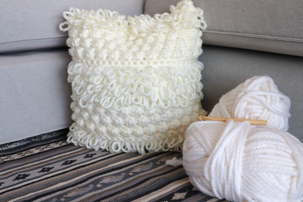 Free Crochet Bobble Boho Textures Pillow Pattern