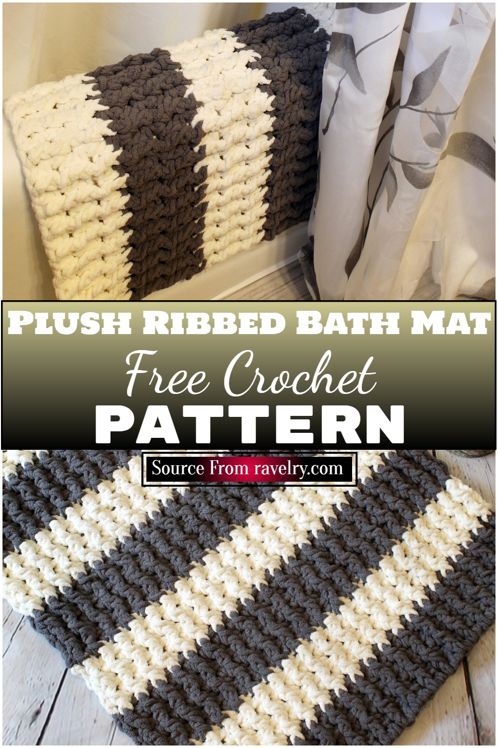 Free Crochet Plush Ribbed Bath Mat Pattern