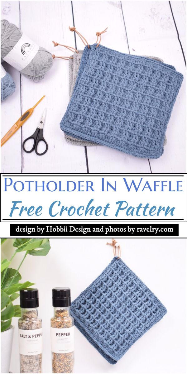 Free Crochet Potholder In Waffle Pattern