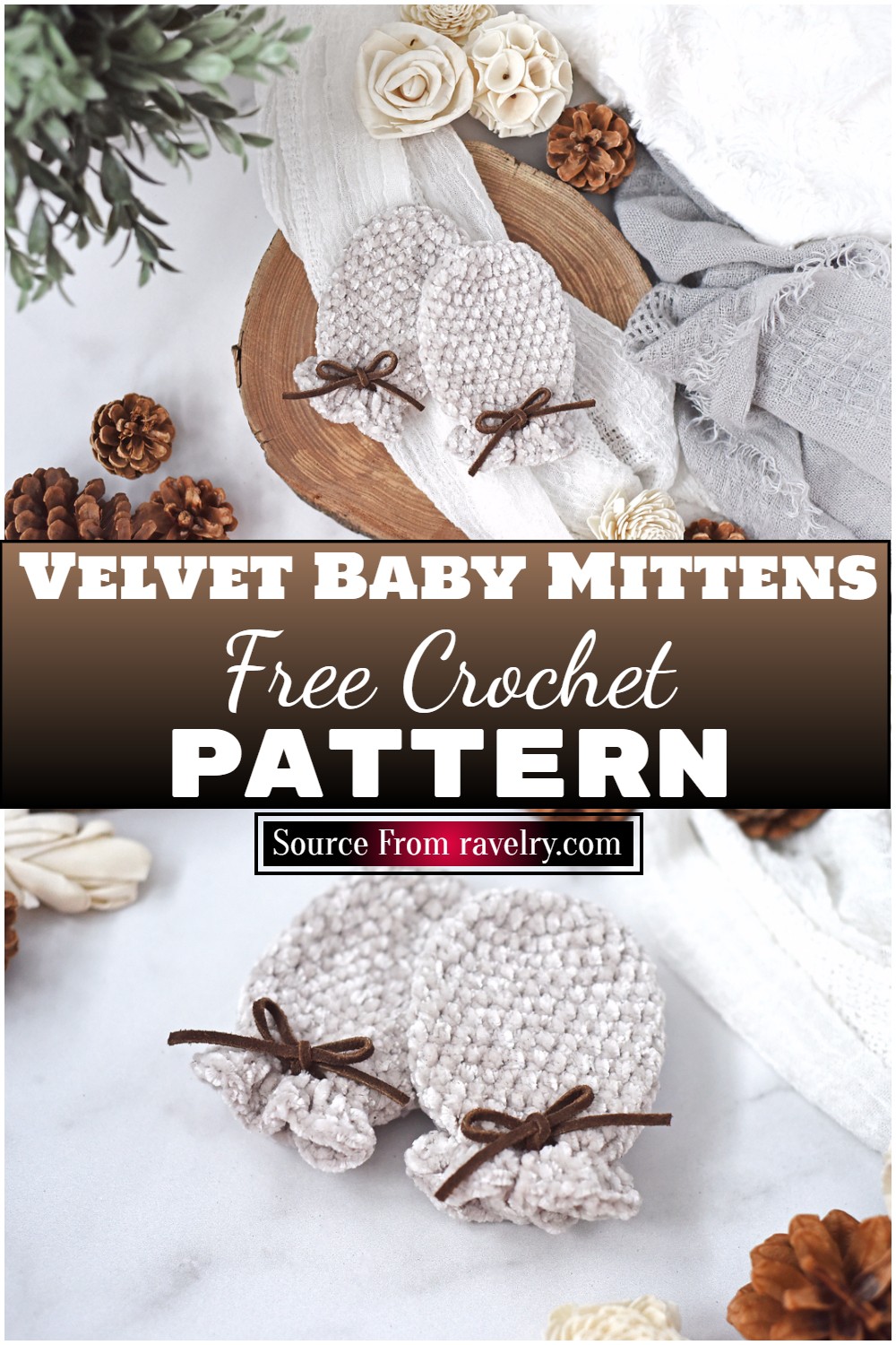 Free Crochet Velvet Baby Mittens Pattern