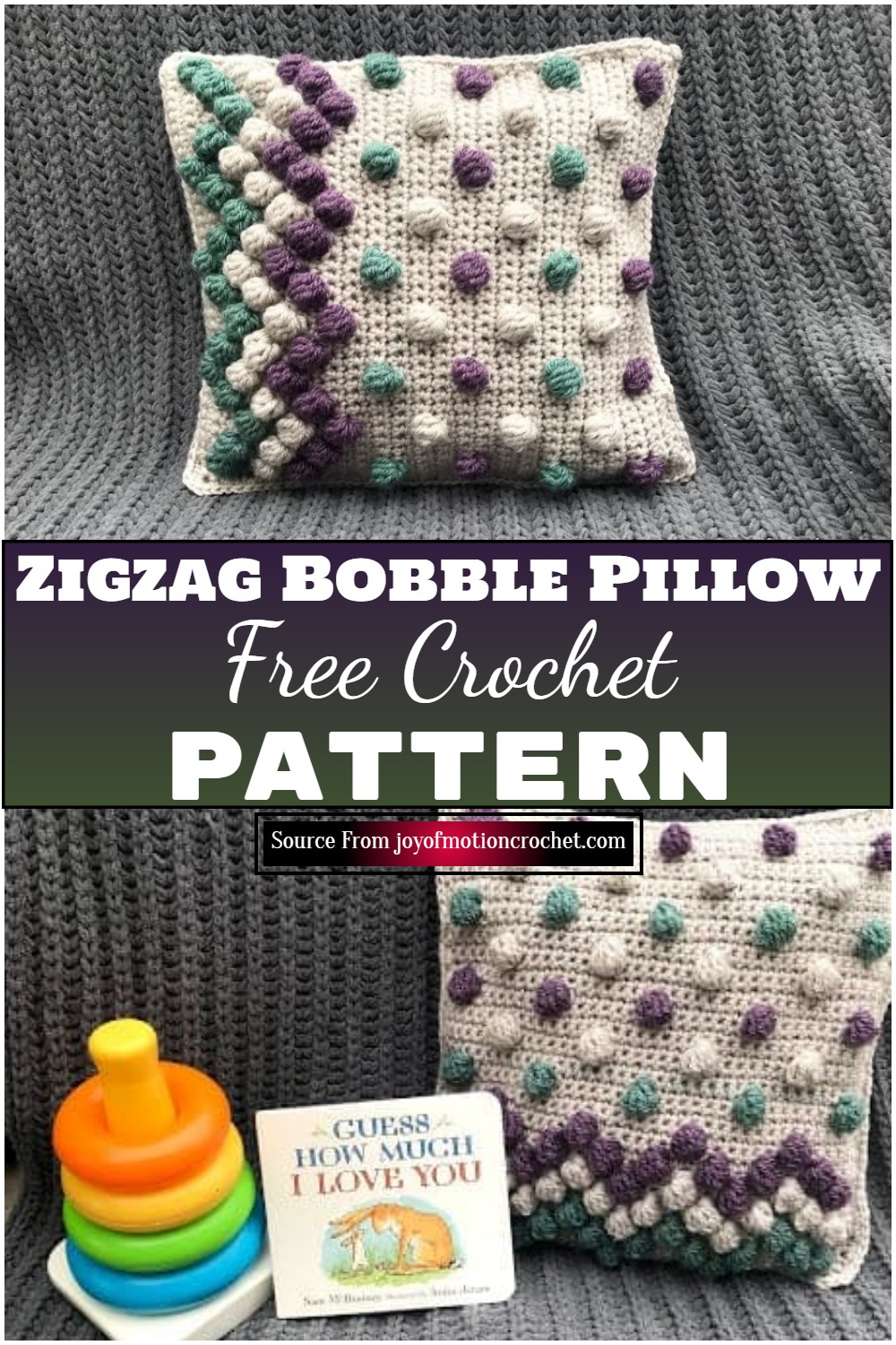 Free Crochet Zigzag Bobble Pillow 2