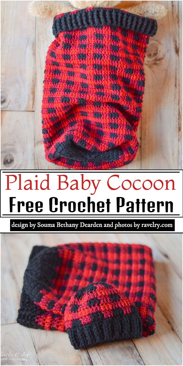 Plaid Baby Crochet Cocoon Pattern