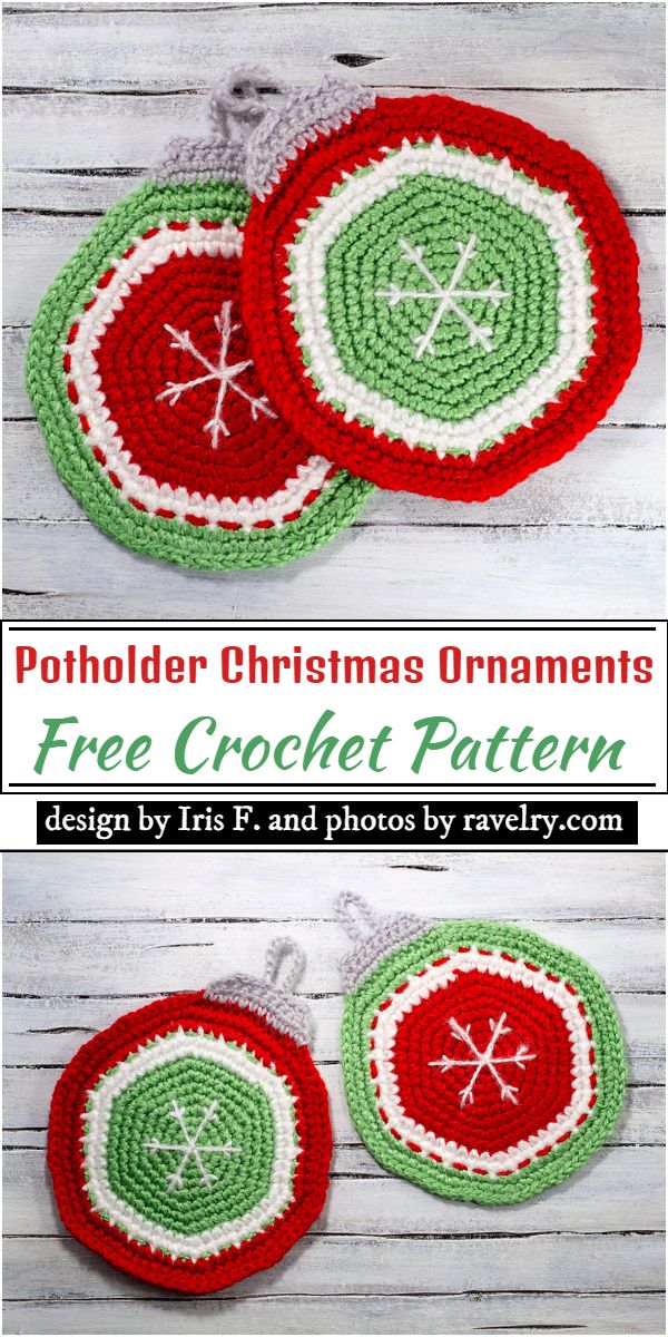 Potholder Christmas Ornaments Crochet Pattern