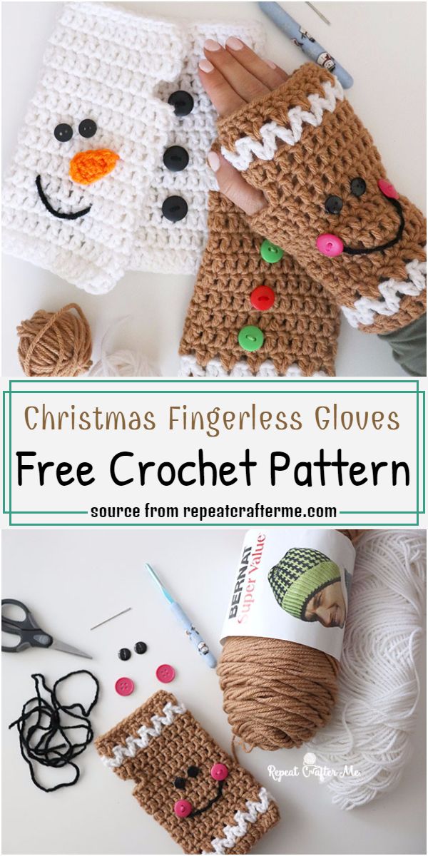 Christmas Fingerless Gloves Crochet Pattern