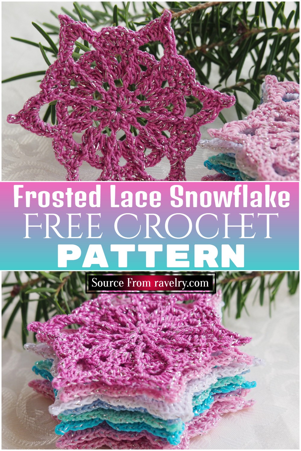 Free Crochet Frosted Lace Snowflake ​pattern