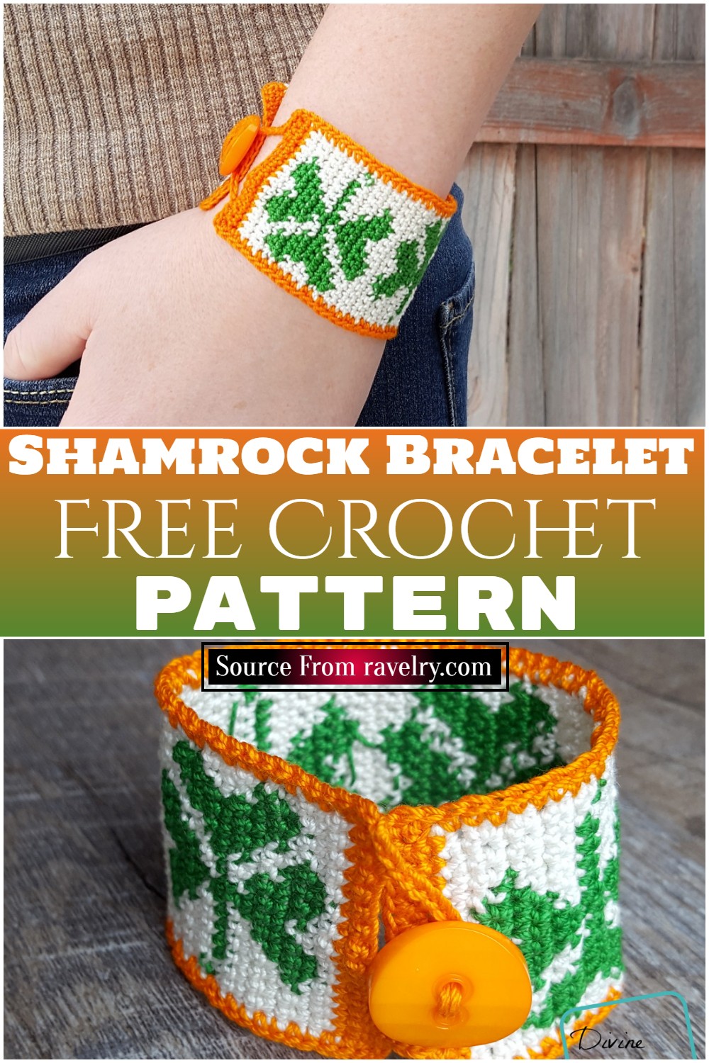 Free Crochet Shamrock Bracelet ​pattern