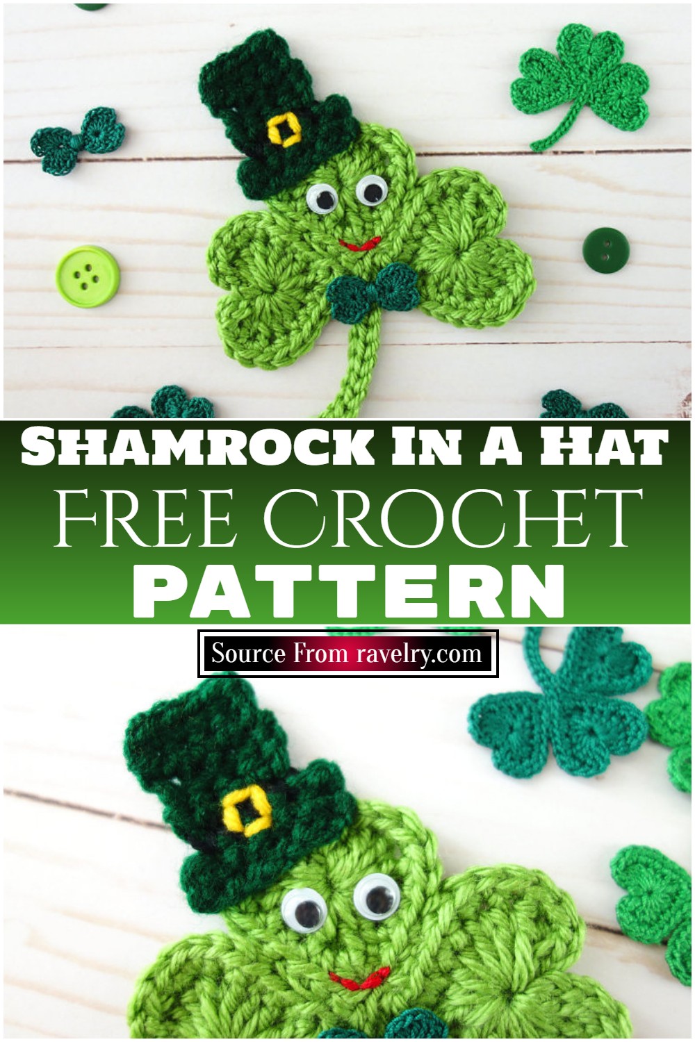 Free Crochet Shamrock In A Hat ​pattern
