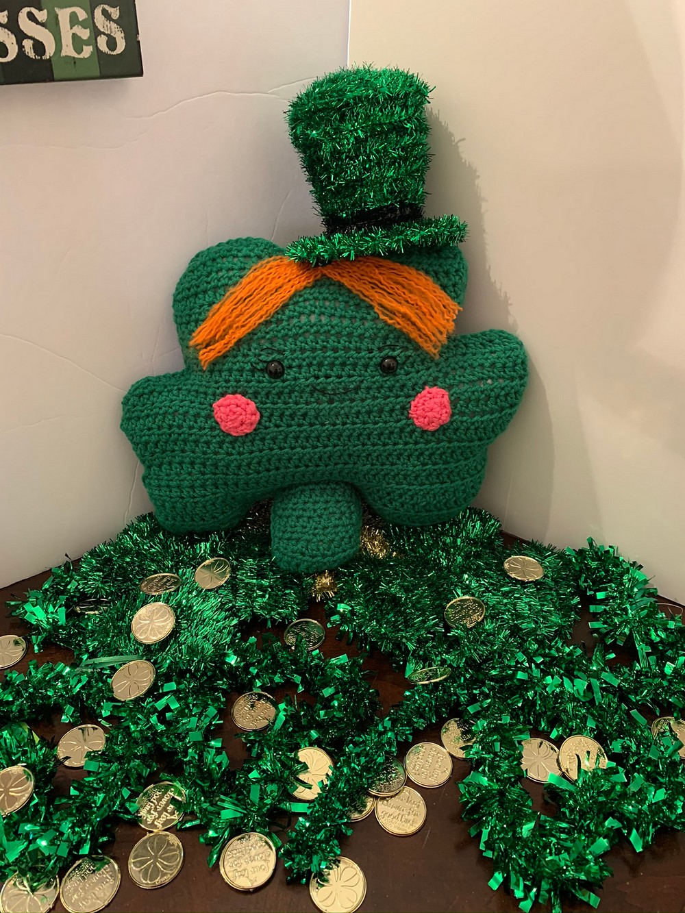 Free Crochet Shamrock Kawaii Pillow ​pattern