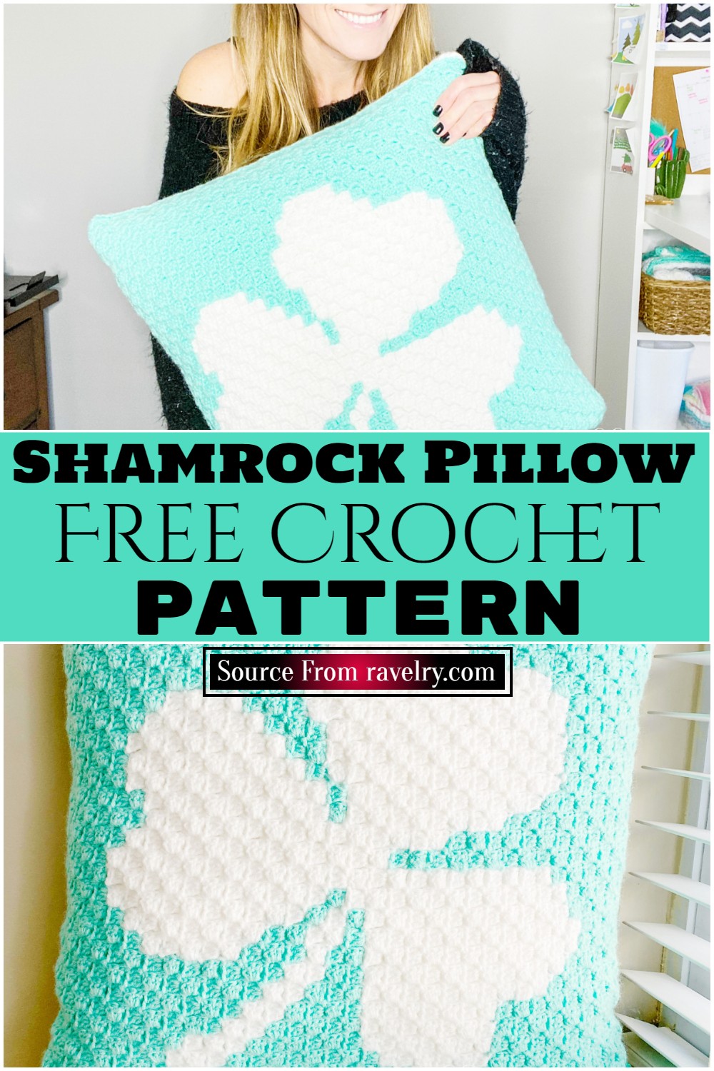 Free Crochet Shamrock Pillow ​pattern