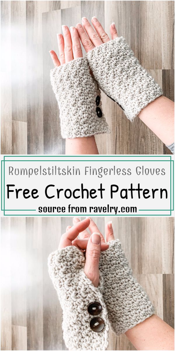 Rumpelstiltskin Fingerless Gloves Crochet Pattern