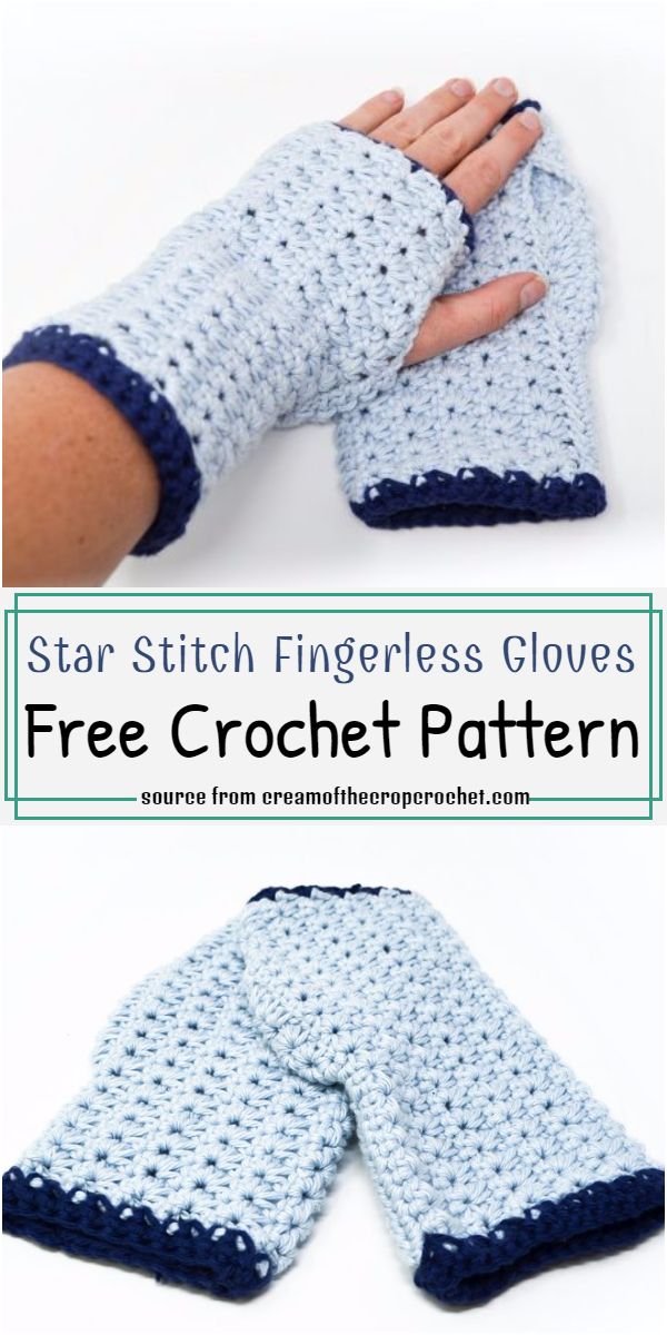 Star Stitch Fingerless Gloves Crochet Pattern