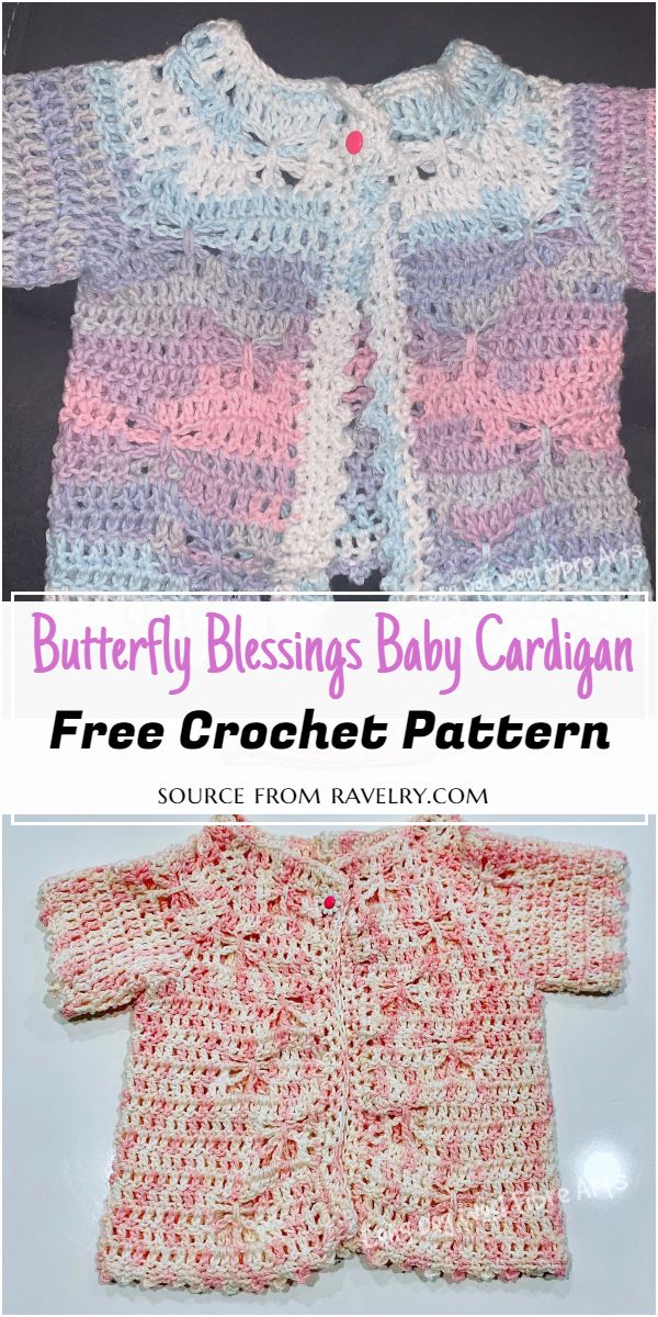 Butterfly Blessings Baby Cardigan Crochet Pattern