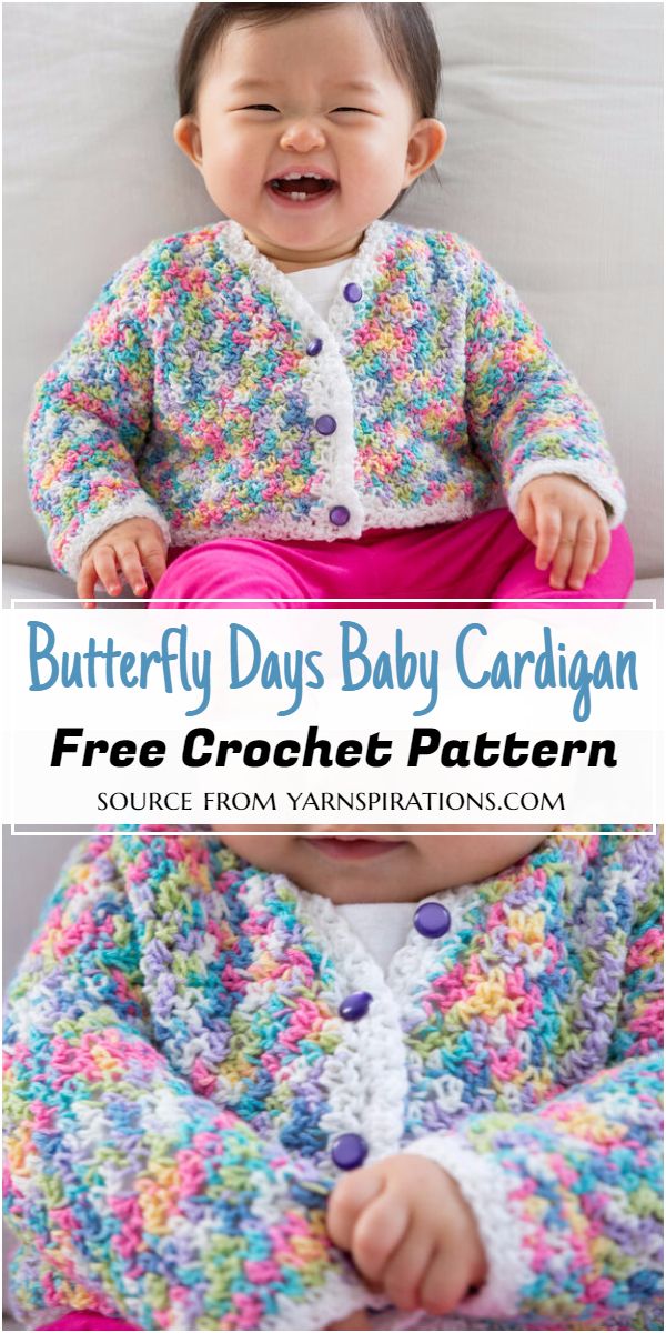 Crochet Butterfly Days Baby Cardigan Pattern