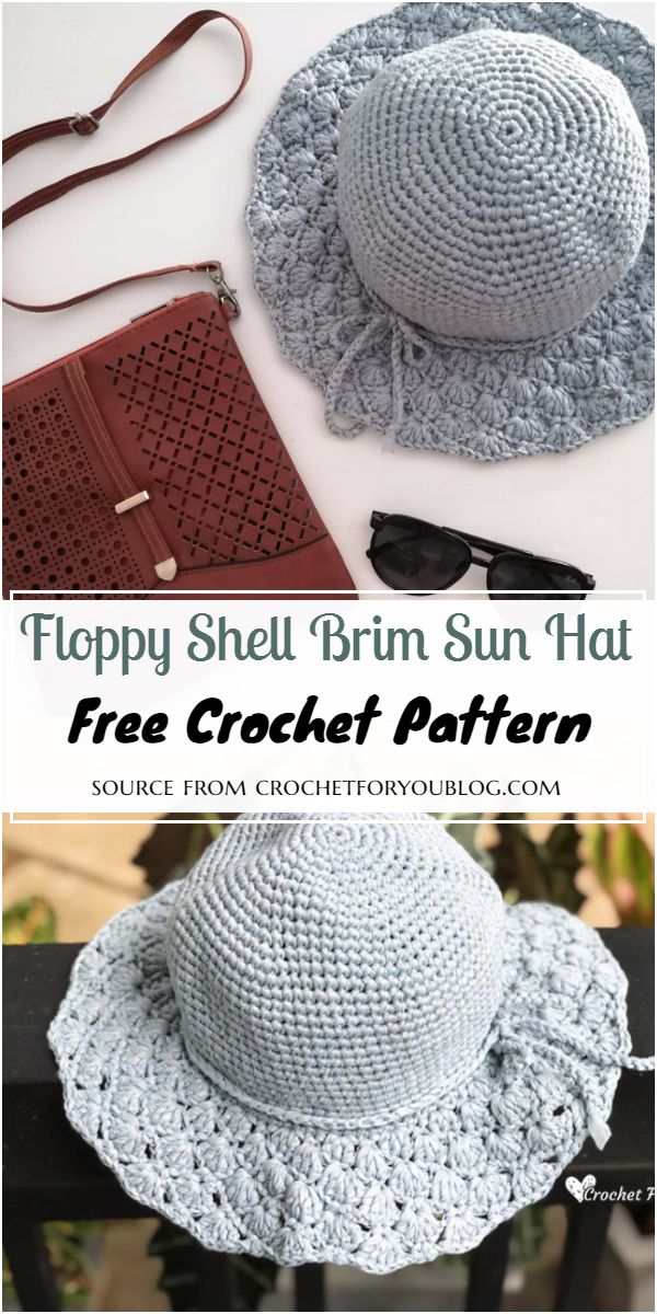 Crochet Floppy Shell Brim Sun Hat Pattern