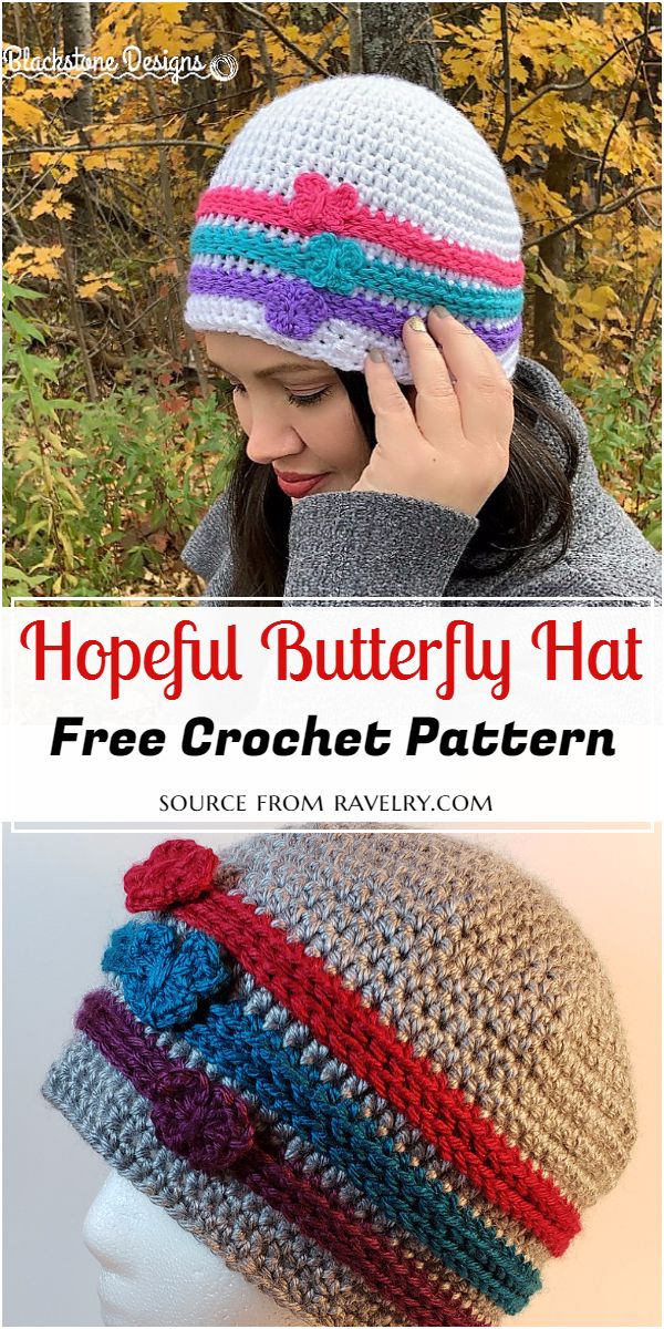 Crochet Hopeful Butterfly Hat Free Pattern