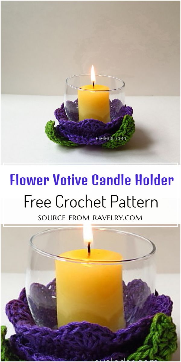 Flower Votive Candle Holder Crochet Pattern