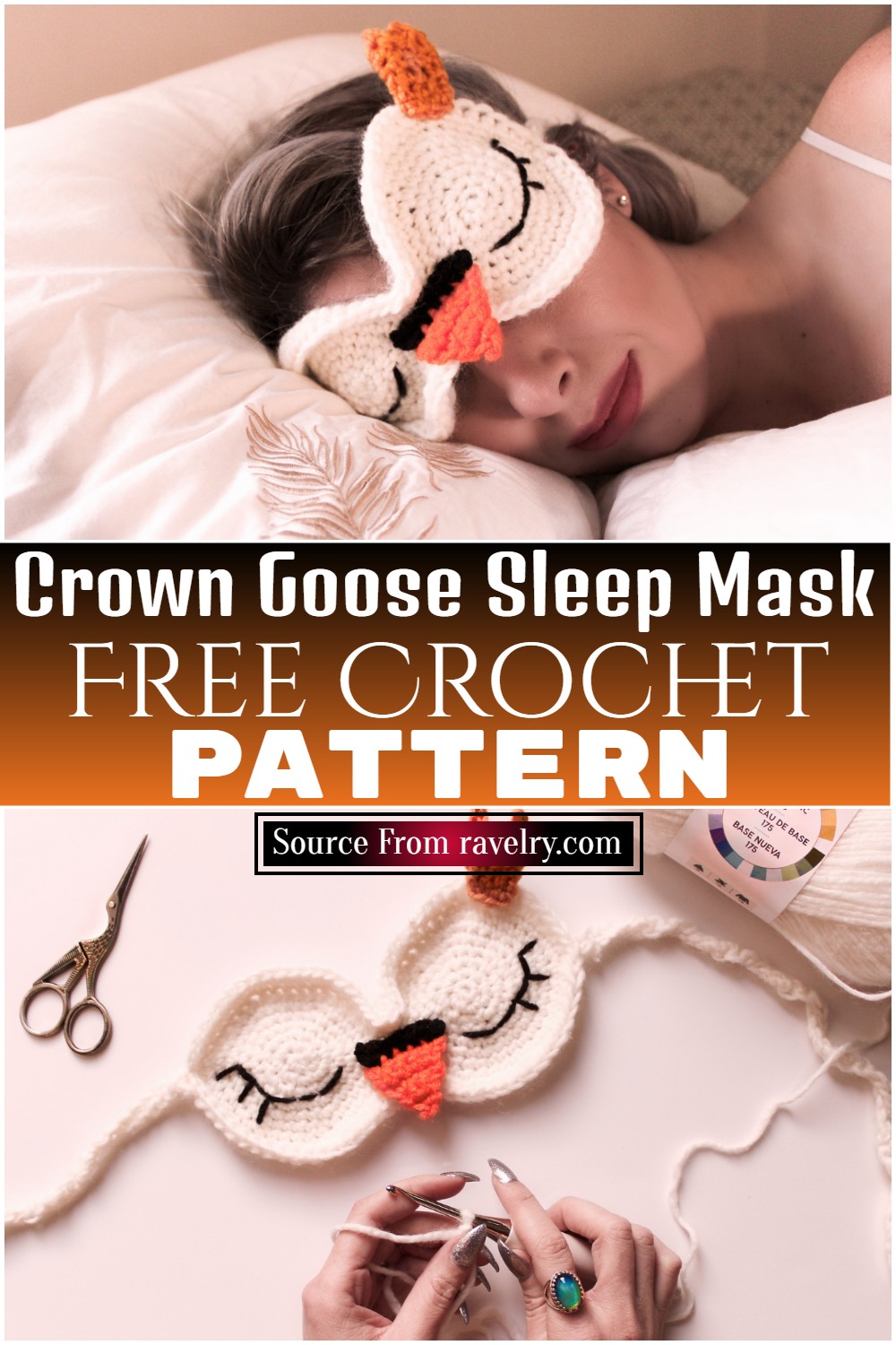 Free Crochet Crown Goose Sleep Mask Pattern