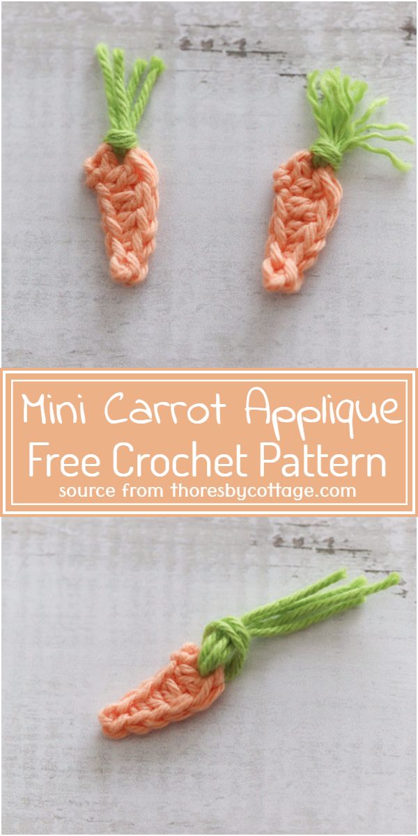 Free Crochet Mini Carrot Applique Pattern