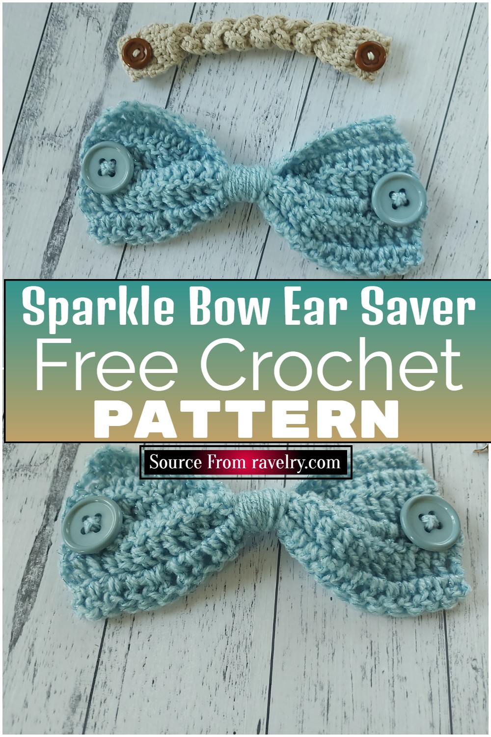 Free Crochet Sparkle Bow Ear Saver Pattern