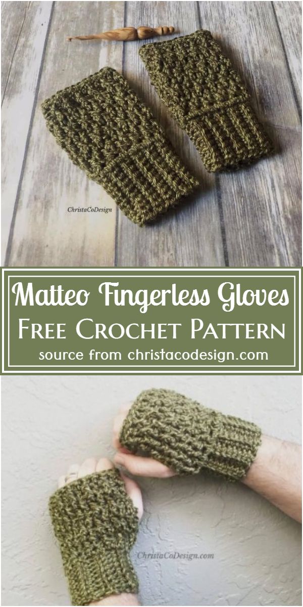 Matteo Fingerless Gloves Crochet Pattern
