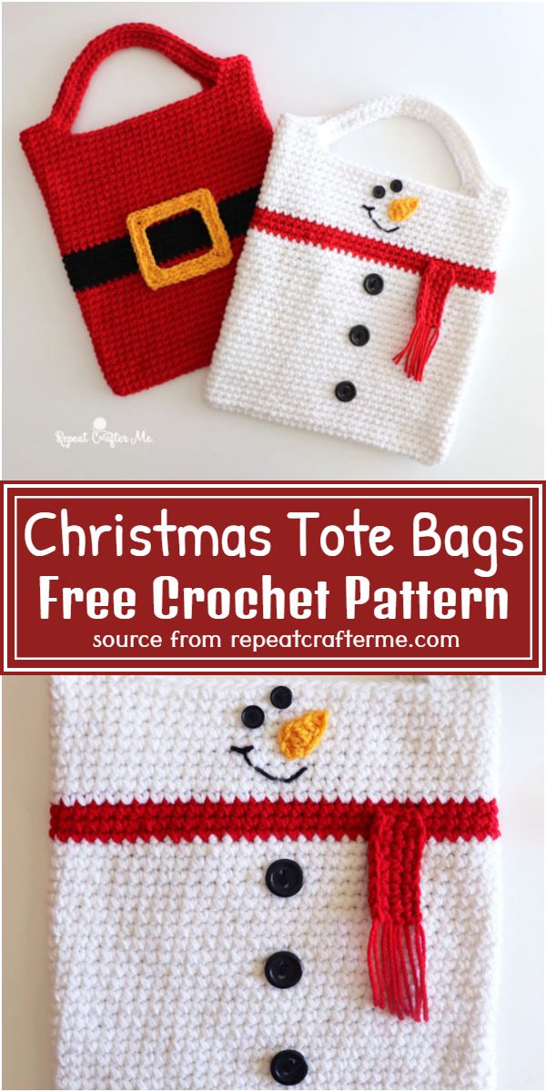 Crochet Christmas Tote Bags Free Pattern